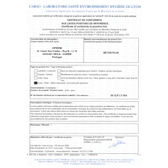 CERTIFICADO BÉTON PLUS